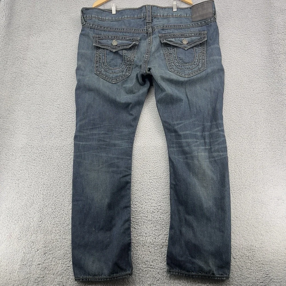 True Religion Mens 44x33 Ricky Relaxed Straight Leg Jeans Y2K Denim Made In USA